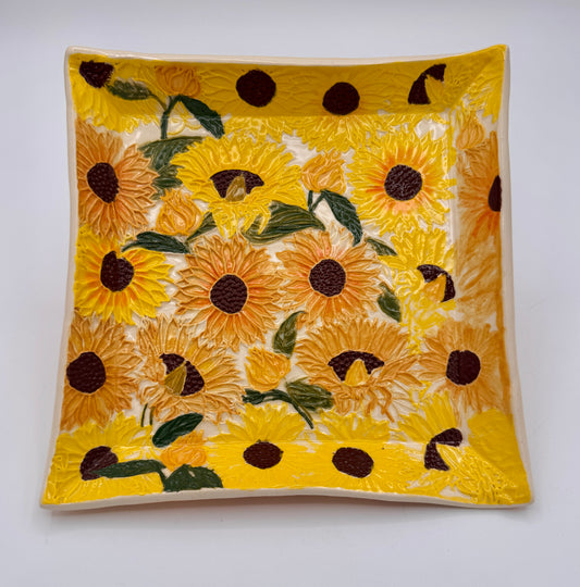 Fields of Sunflowers Serving Platter