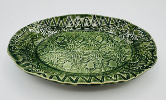 Verdant Green Oval Dish