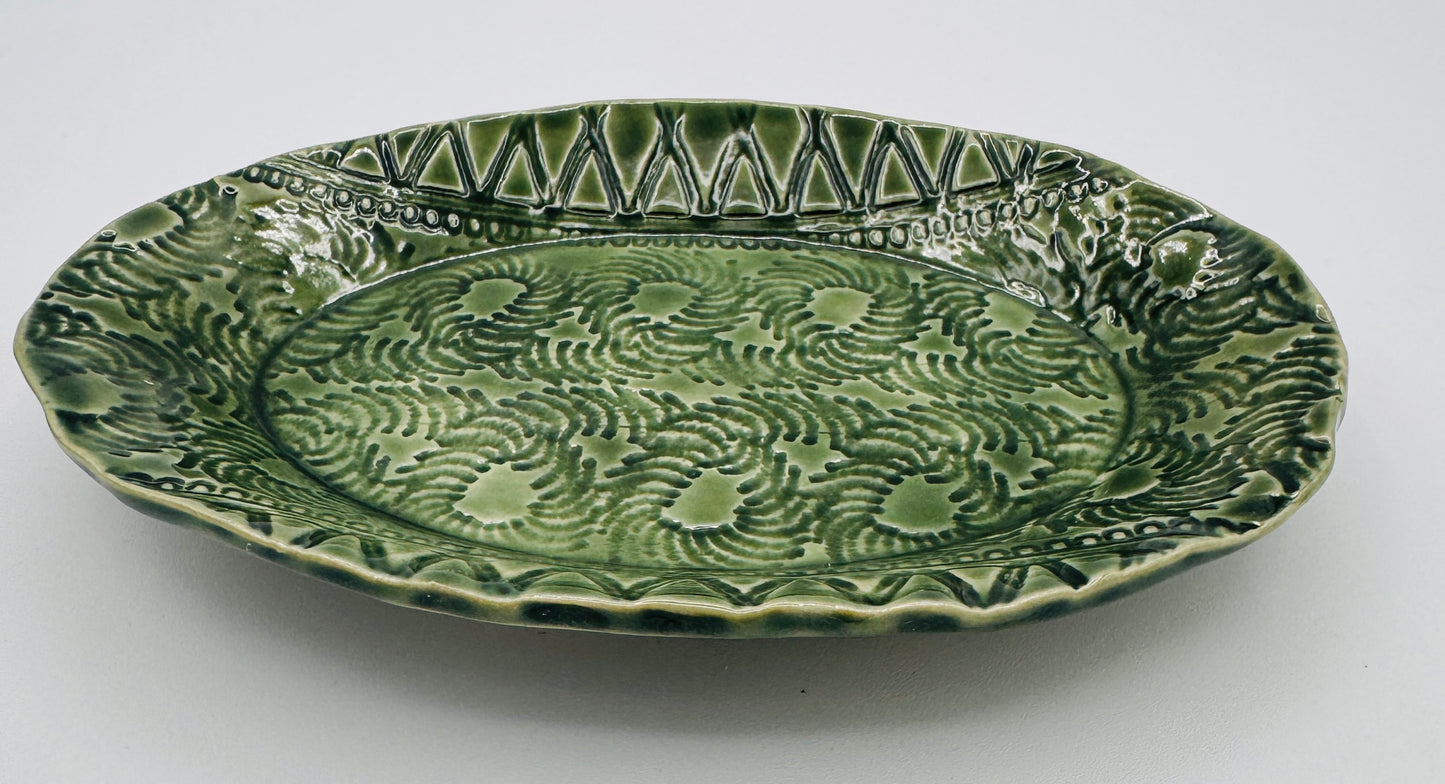 Verdant Green Oval Dish